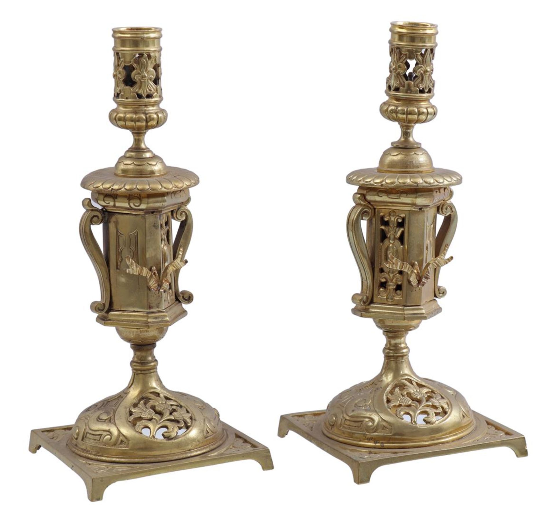 2 brass table candlesticks