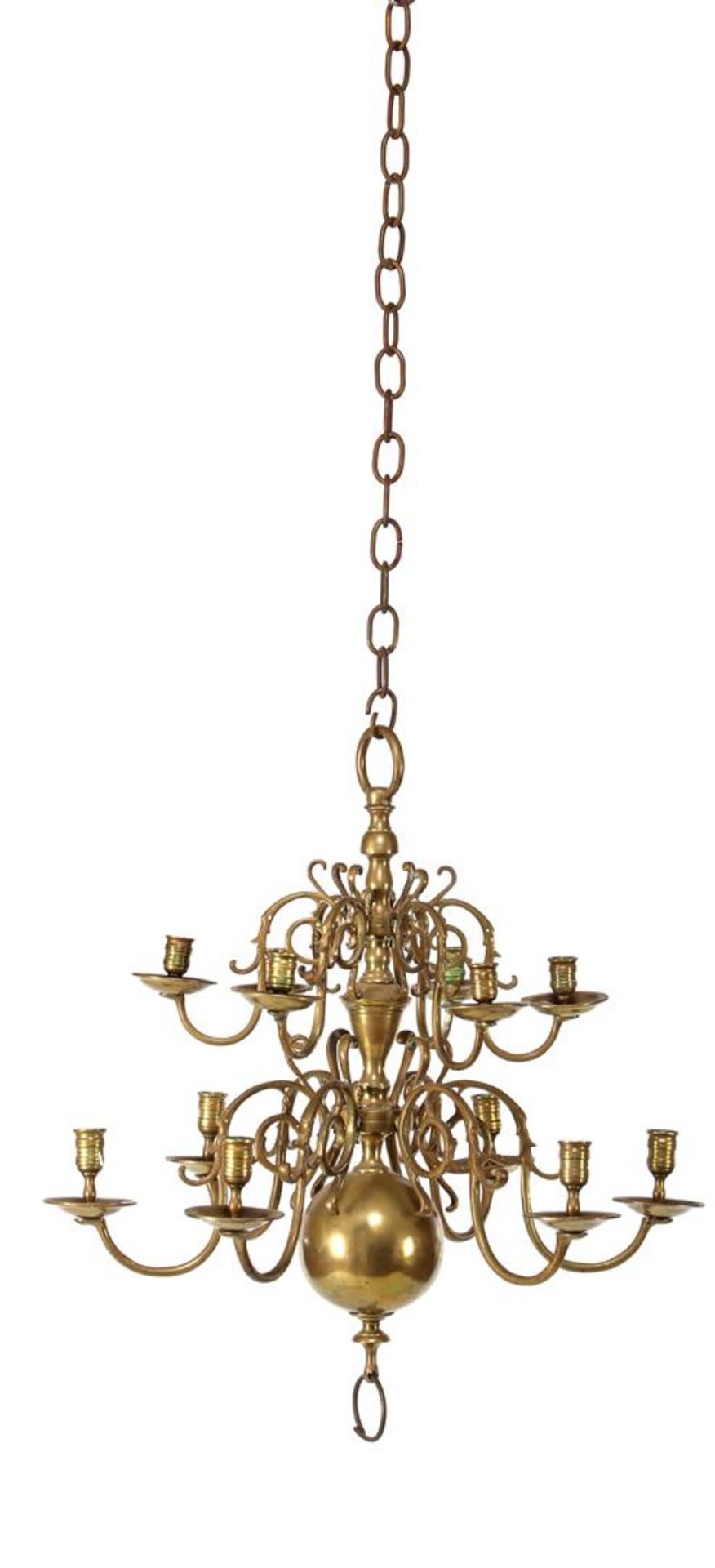 Brass double ball chandelier