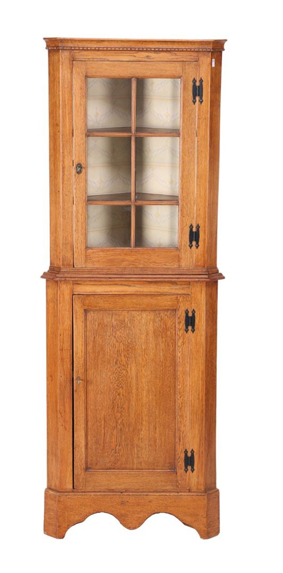 2-piece oak corner cabinet