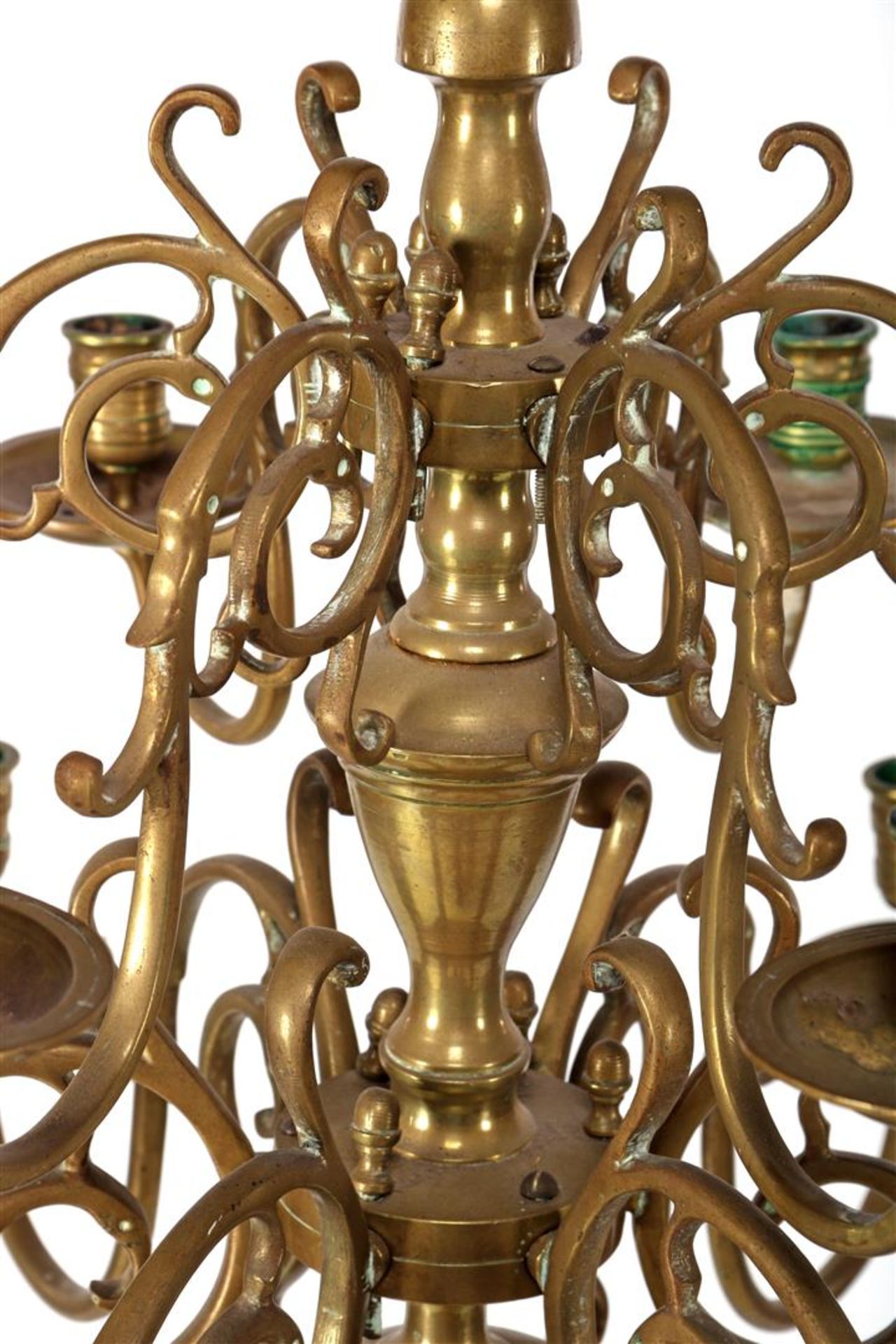 Brass double ball chandelier - Image 2 of 2
