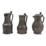 3 old pewter jugs