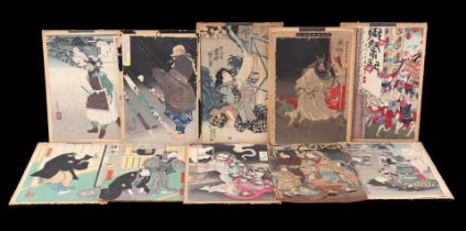 10 various Japanese woodblock prints