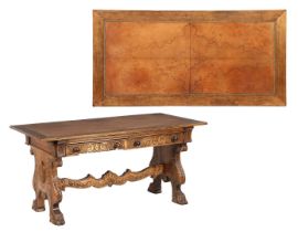 Walnut covered writing table