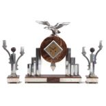 3-piece Art Deco clock set