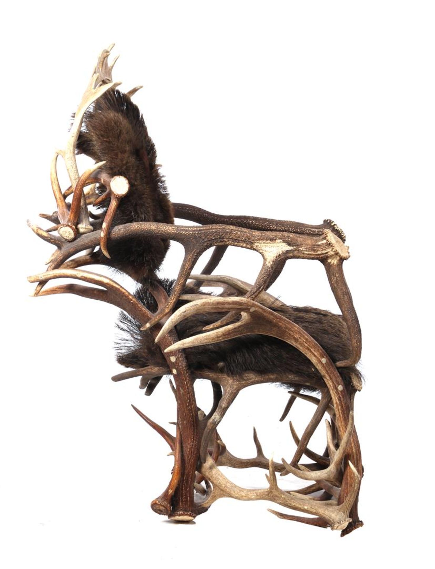 Armchair made of antlers and fur - Image 2 of 3