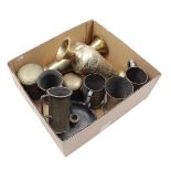 Lot pewter and brass objects