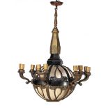 Art Deco brass hanging lamp