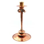 Copper hammered candlestick