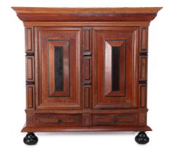 Oak with walnut veneer cushion cabinet