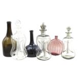 Lot various glass bottles