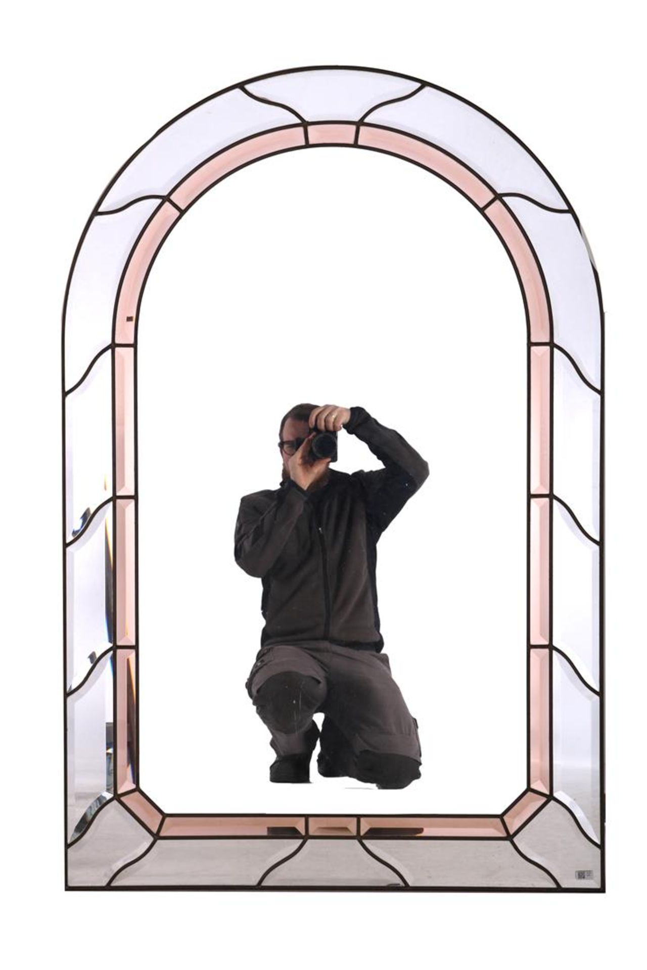 Faceted stained glass mirror