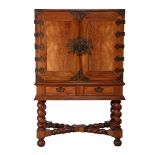 Teak wood with padouk 2-piece colonial art cabinet