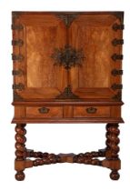 Teak wood with padouk 2-piece colonial art cabinet