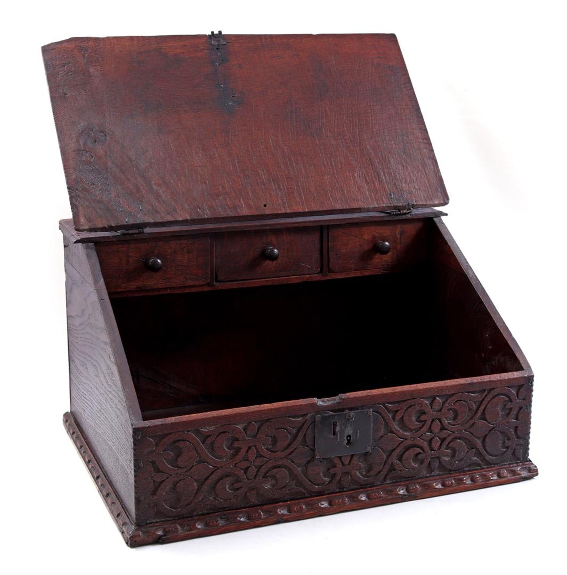 Oak writing box - Image 2 of 2