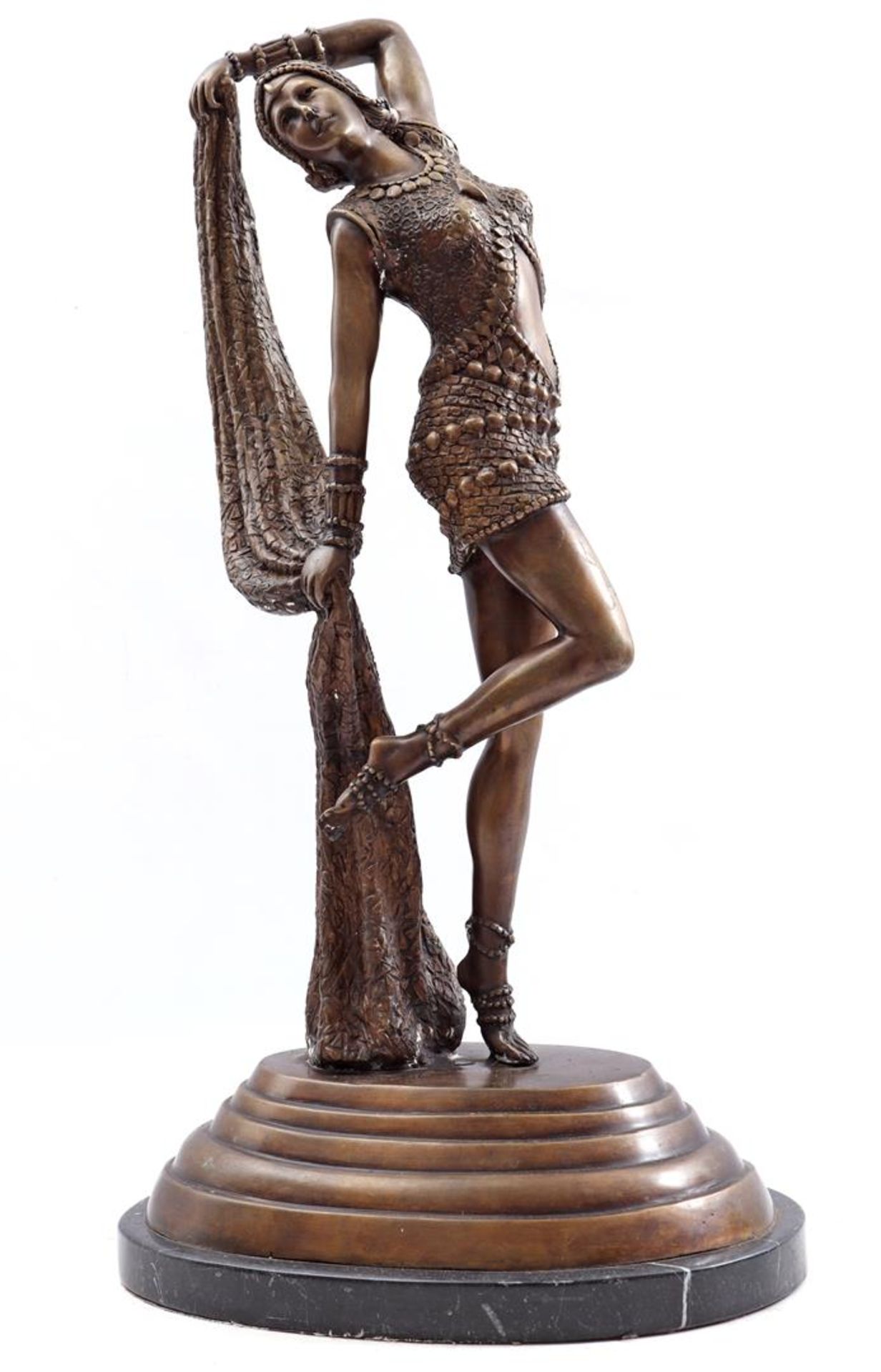 Bronze lady on stage