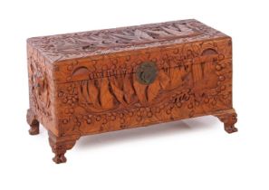 Carved Oriental blanket box
