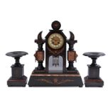 Marble mantel clock set