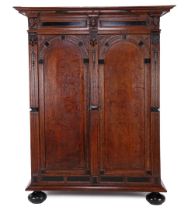 Oak Renaissance-style arch cabinet
