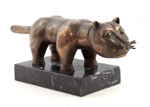 Bronze statue of a cat