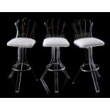 3 bar stools with metal footrest