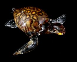 Glass statue of a turtle