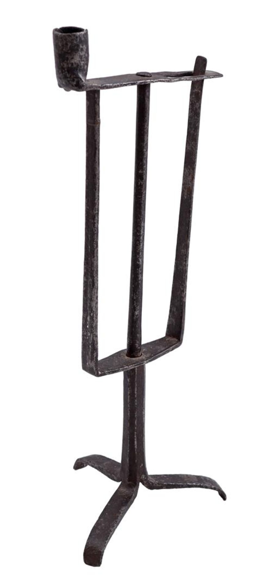 Wrought iron squeeze candlestick