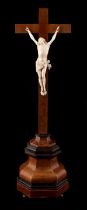 Ivory corpus Christi on wooden crucifix