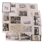 Folder with 19 various etchings