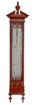 Walnut veneer with marquetry decoration baking barometer