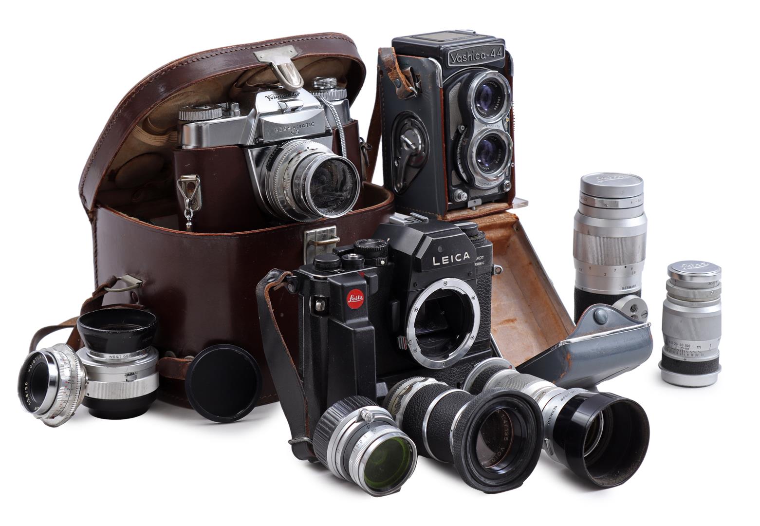 Lot various cameras and lenses