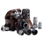 Lot various cameras and lenses