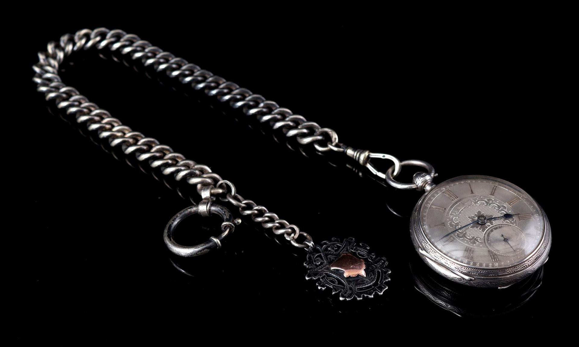 Pocket watch in silver case - Image 5 of 5