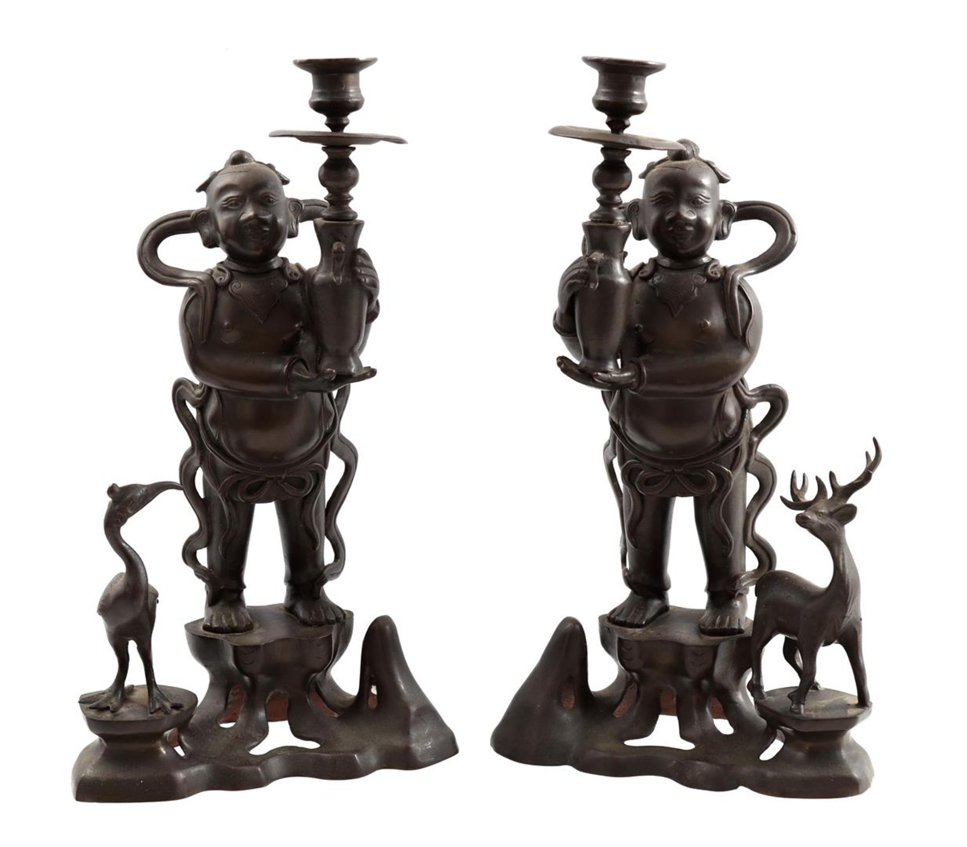 2 bronze candlesticks