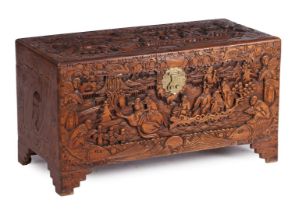 Teak richly decorated camphor chest