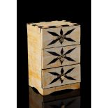 Blackened wooden miniature 3-drawer cabinet