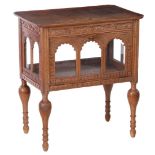 Richly decorated oak tea cabinet