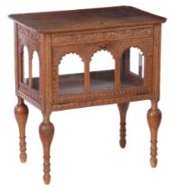 Richly decorated oak tea cabinet