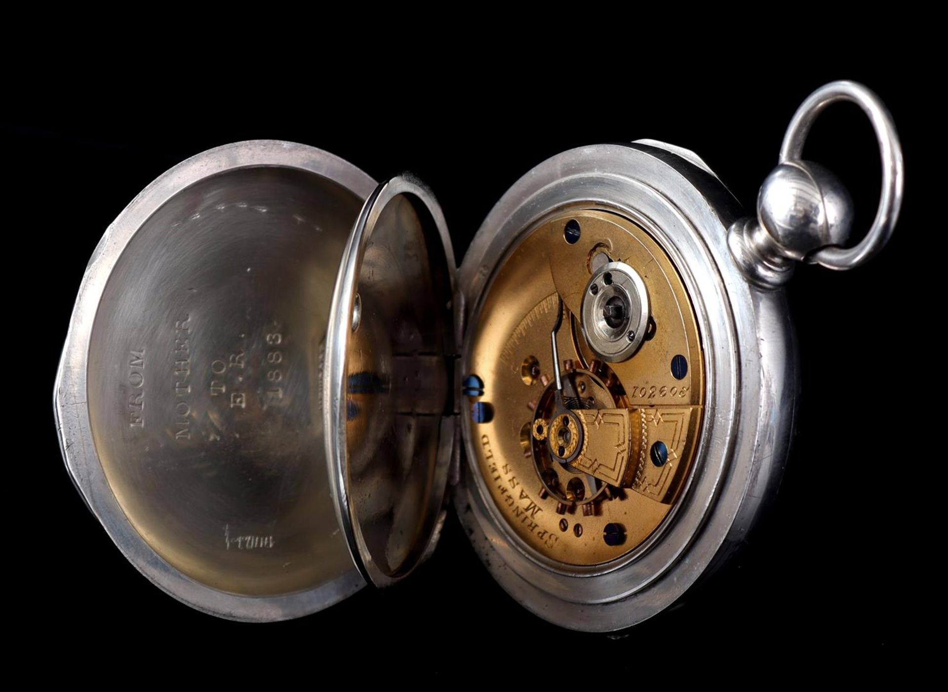 Pocket watch in silver case - Image 3 of 5