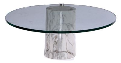 Glass coffee table on marble base