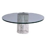 Glass coffee table on marble base