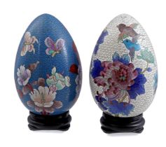 2 copper cloisonné eggs