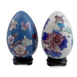 2 copper cloisonné eggs