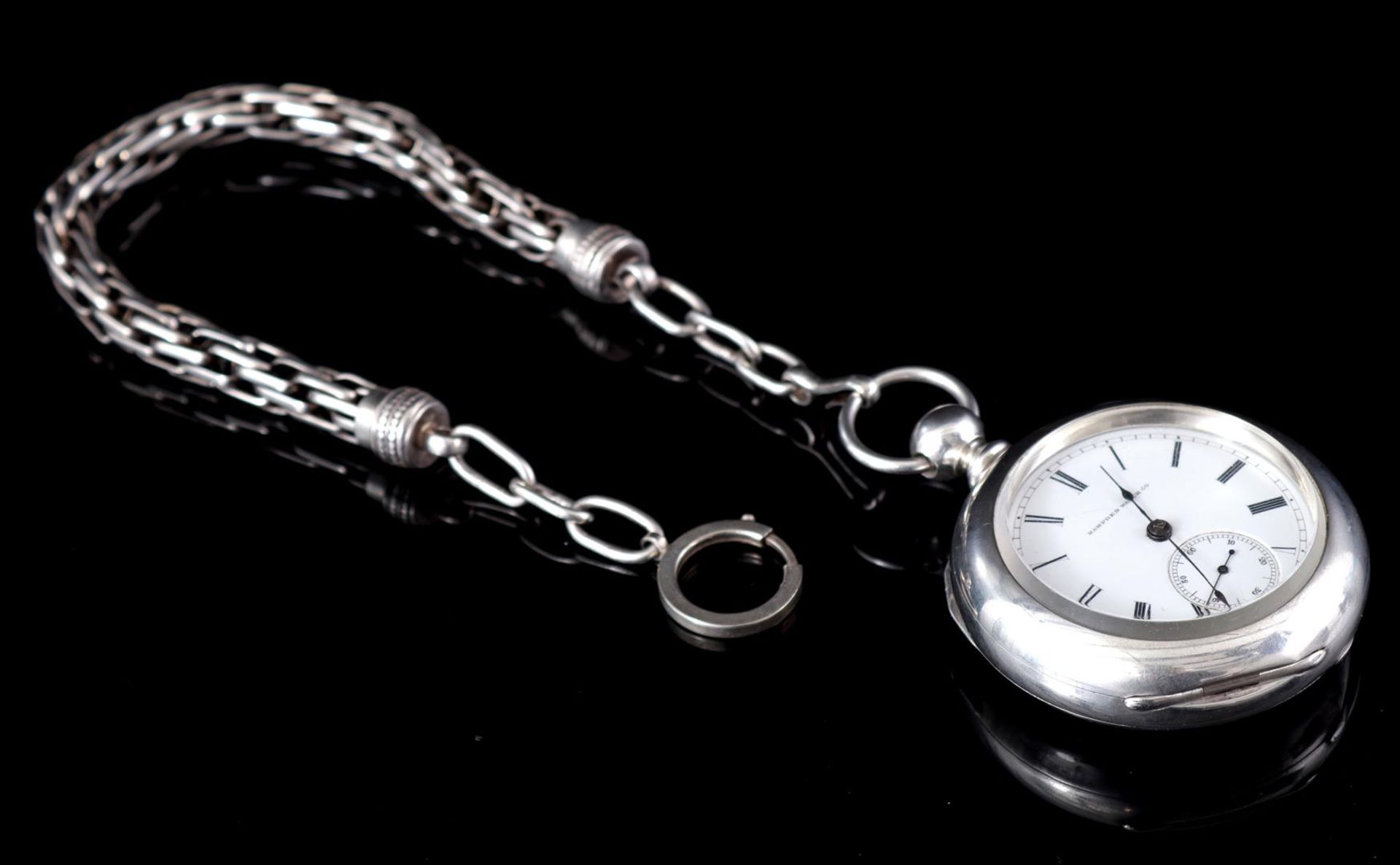 Pocket watch in silver case - Image 5 of 5