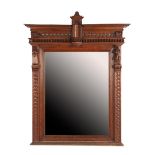 Faceted mirror in oak frame