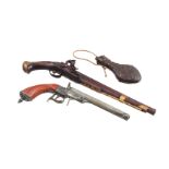 2 replica pistols and powder horn