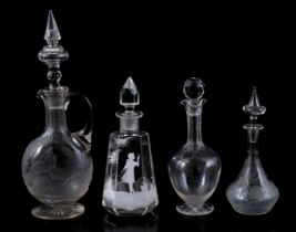 4 cut glass decanters