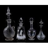 4 cut glass decanters