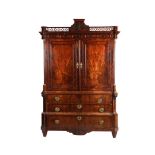Transitional period Louis Seize - Empire mahogany veneer on oak cabinet