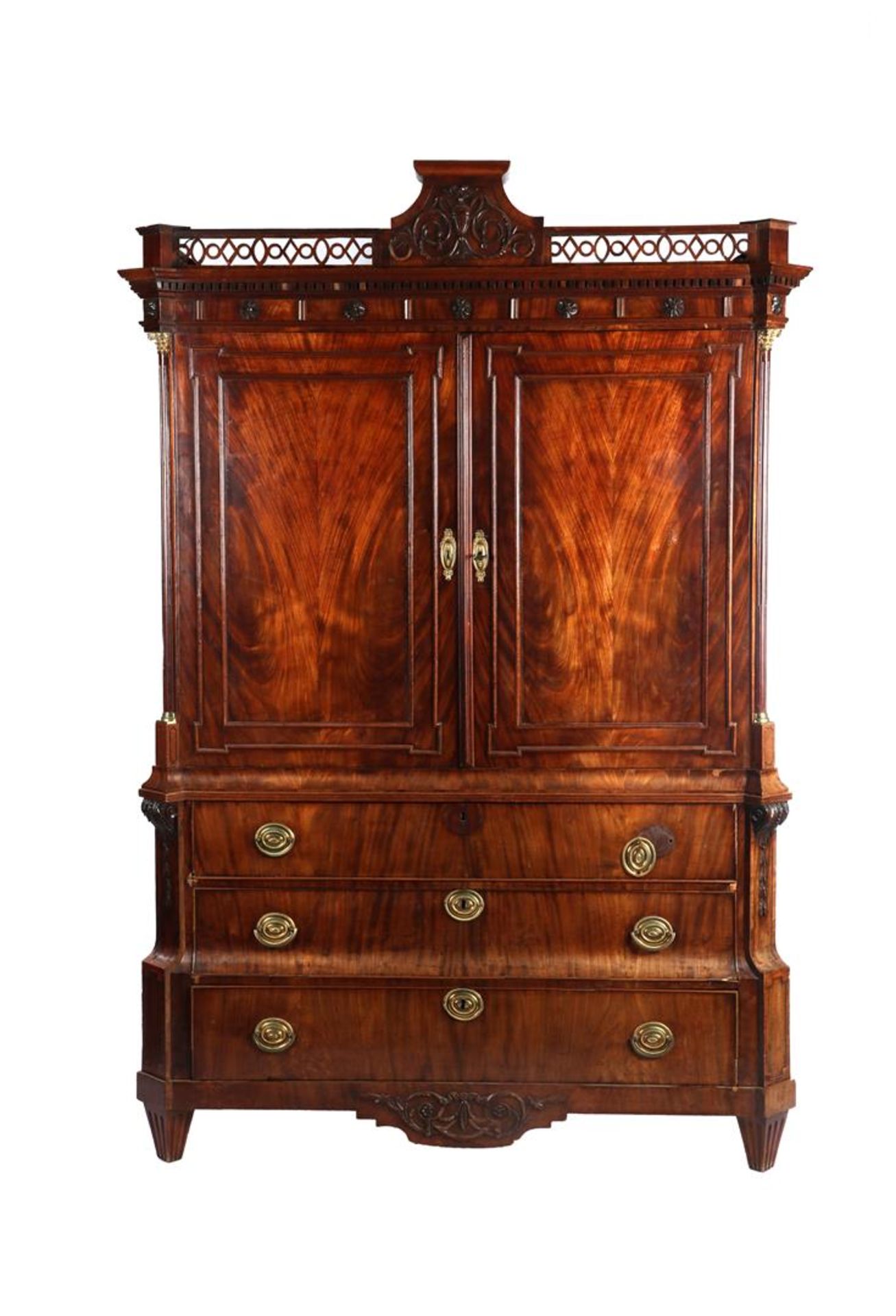Transitional period Louis Seize - Empire mahogany veneer on oak cabinet