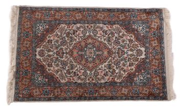 Hand-knotted oriental silk carpet, Kashmir India